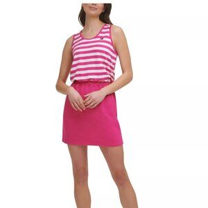 TOMMY HILFIGER SPORT Womens Pink Baby Terry Cinched Elastic Waist Short Dress S